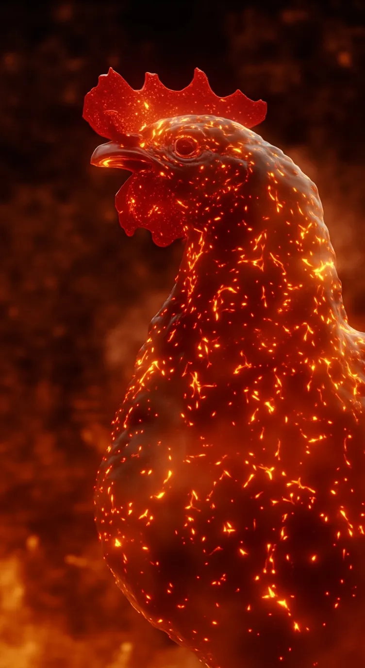 ai character: lava chicken background