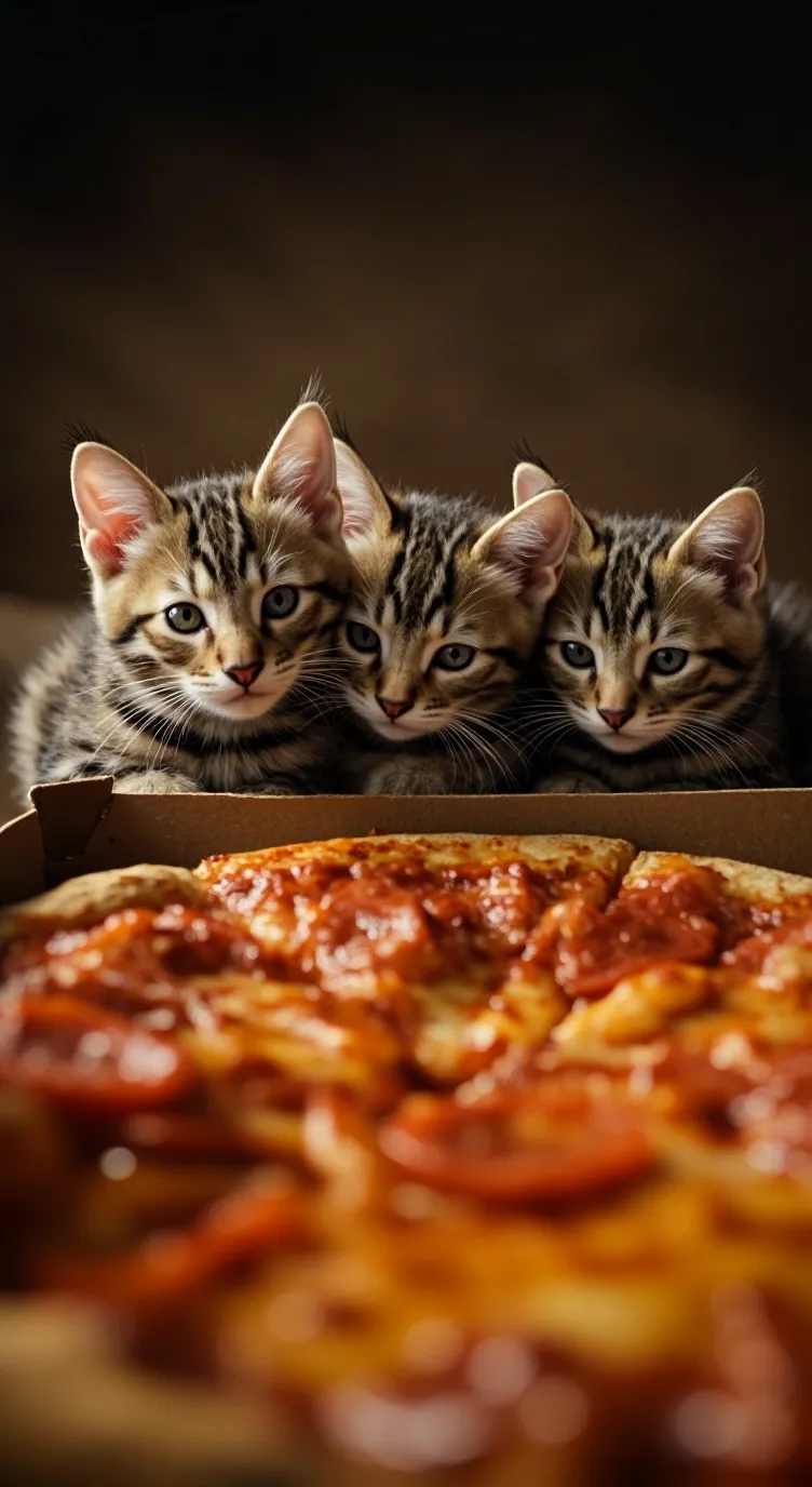 ai character: Pizza de gatos background
