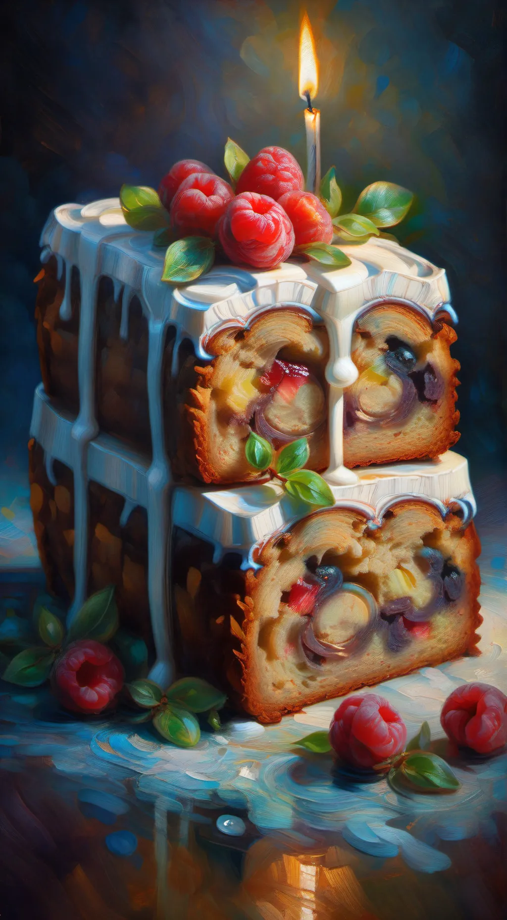 ai character: Fruitcake background