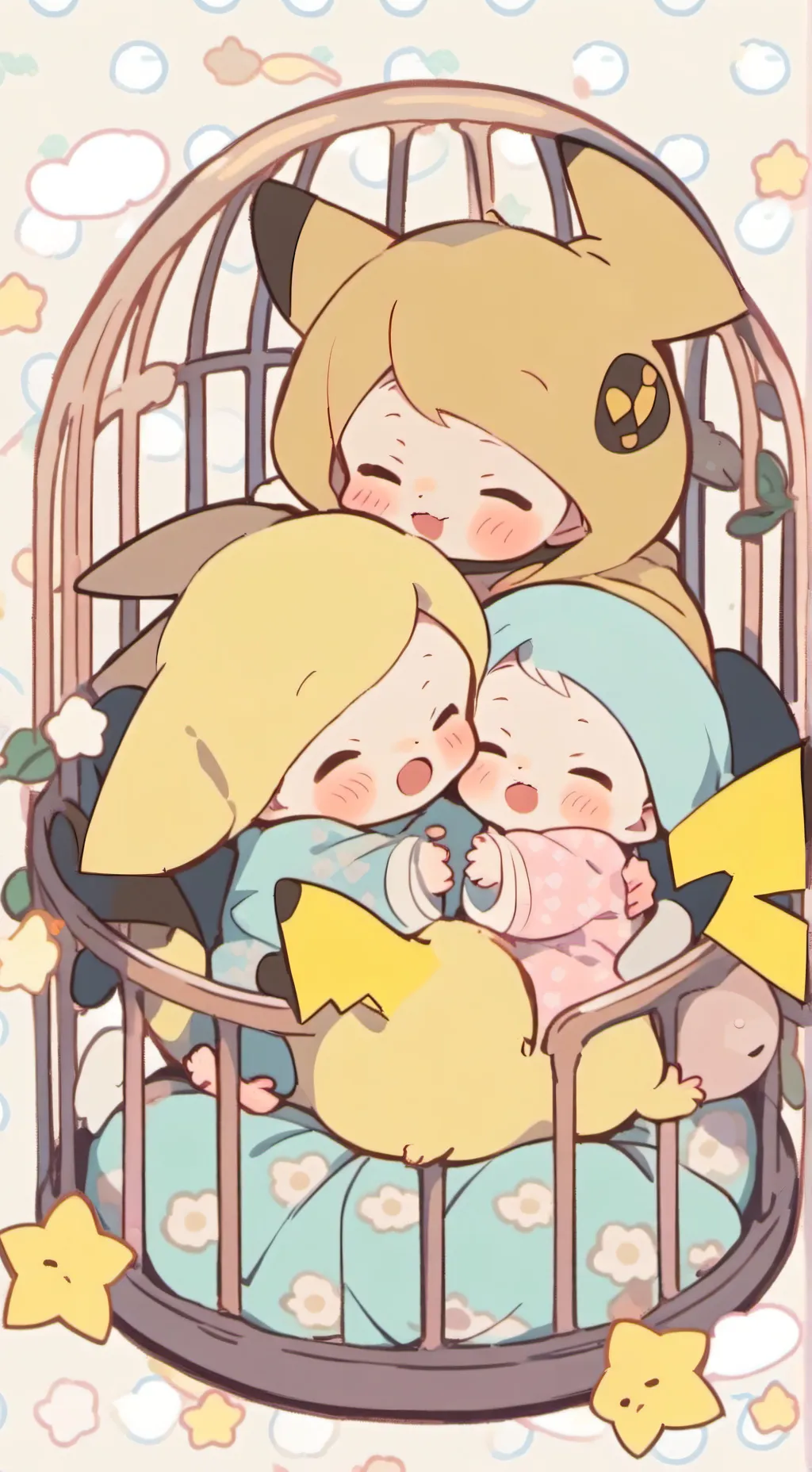 ai character: Baby after man background