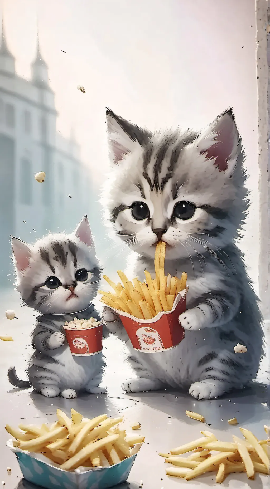 ai character: cats steal fries  background