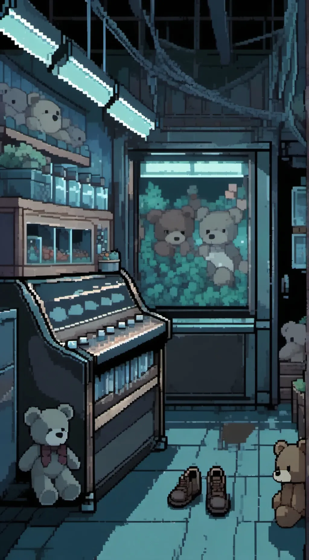 ai character: The plush machine background