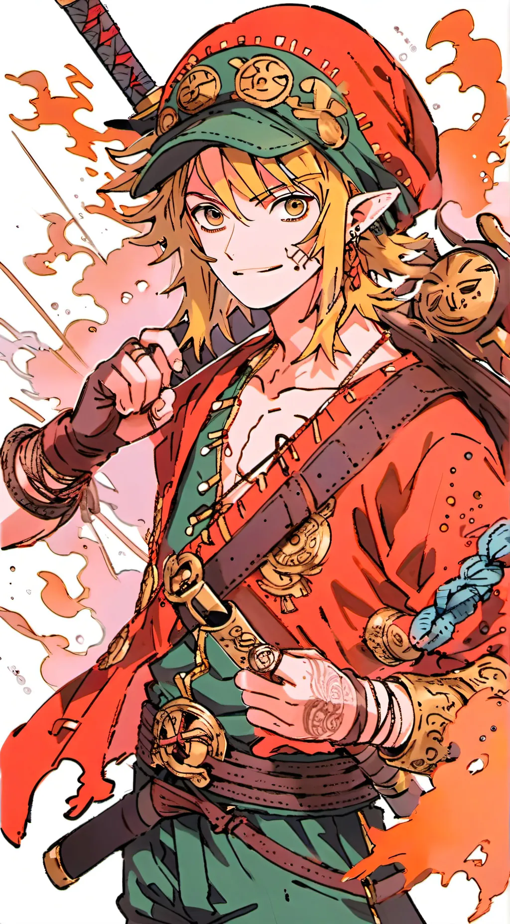 ai character: Zelda x One piece  background