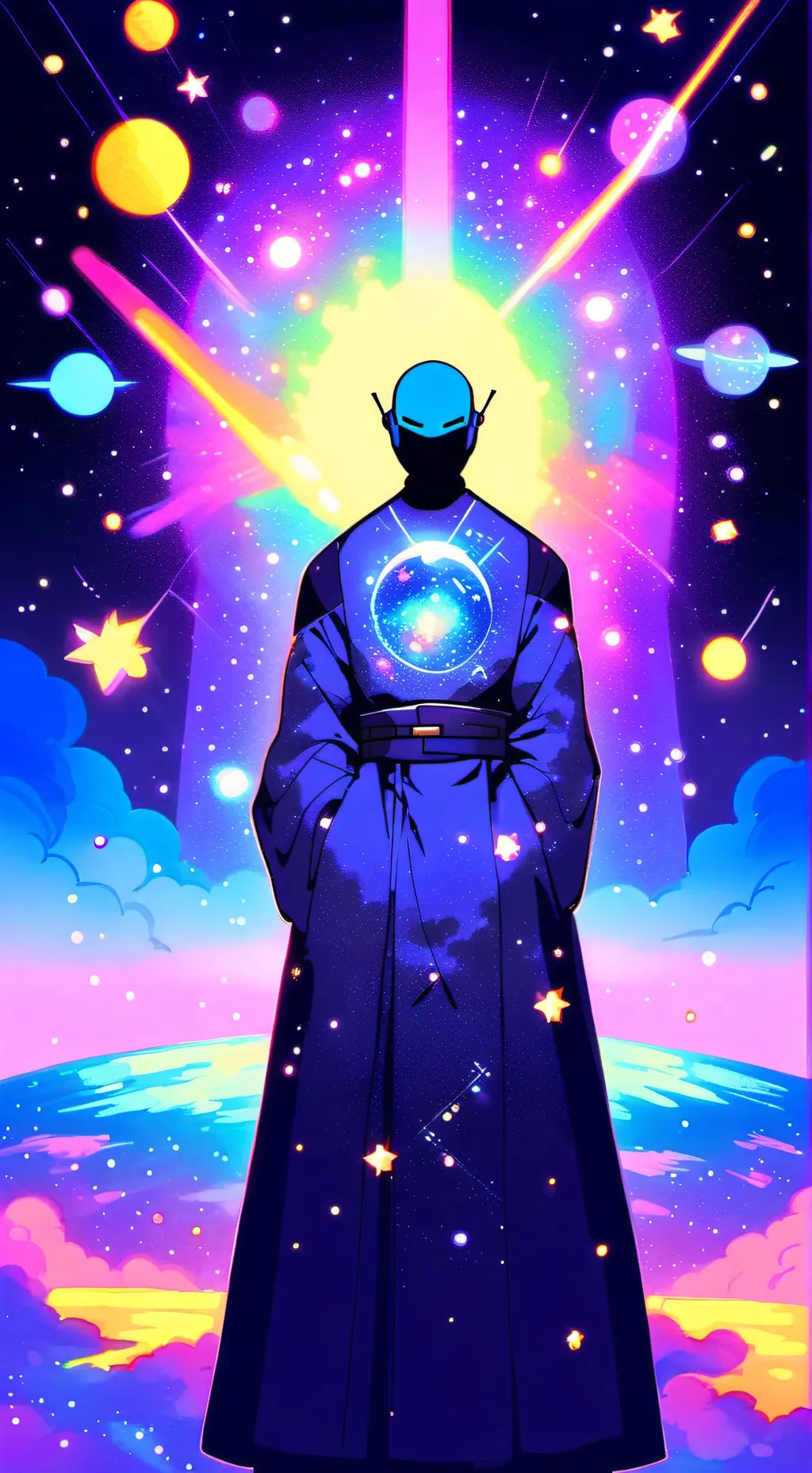 ai character: sun background
