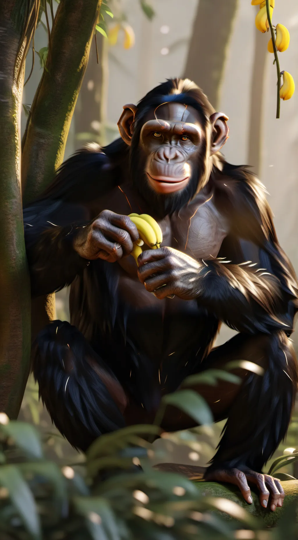 ai character: Chipanzini bananin background