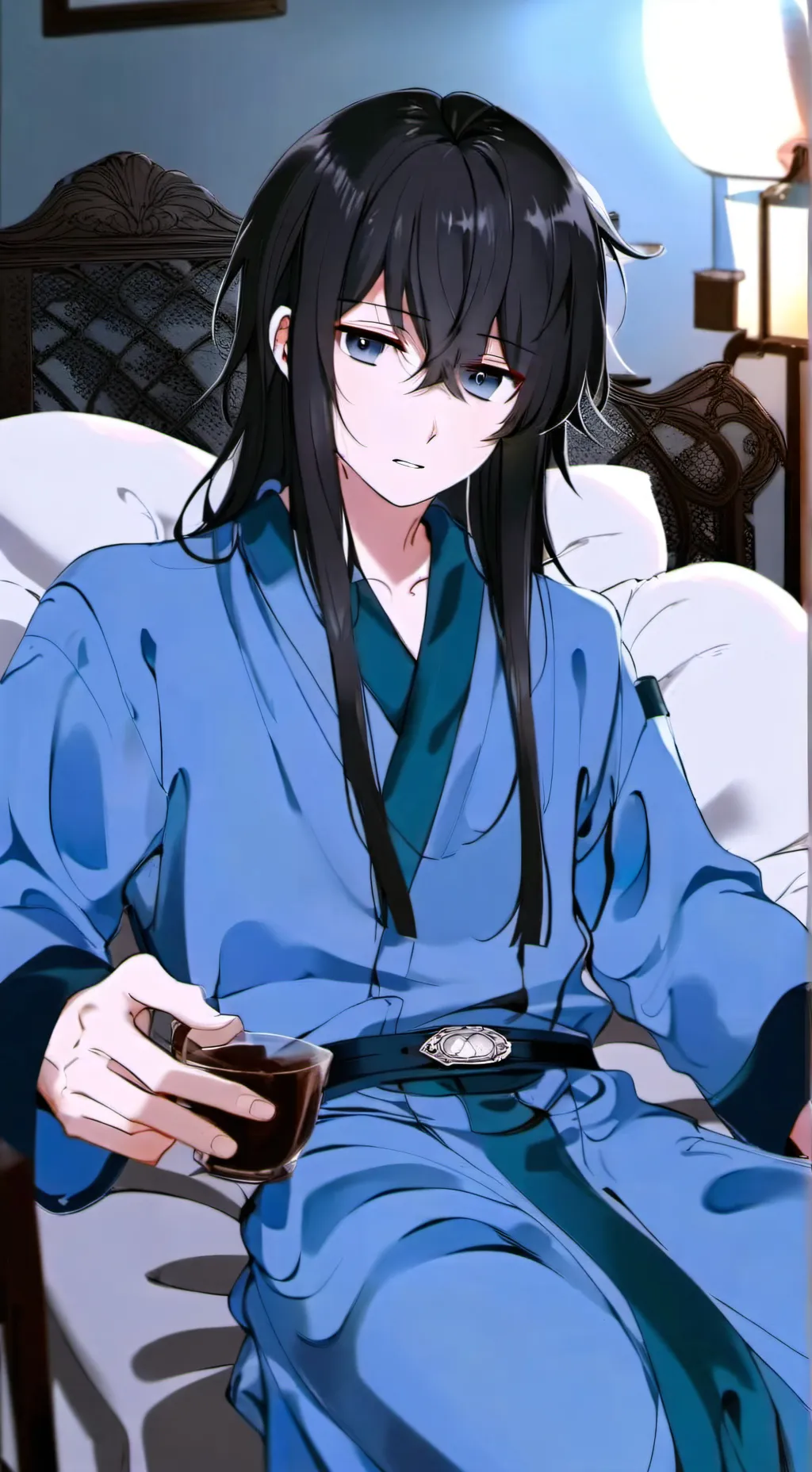 ai character: sleepy Muichiro  background