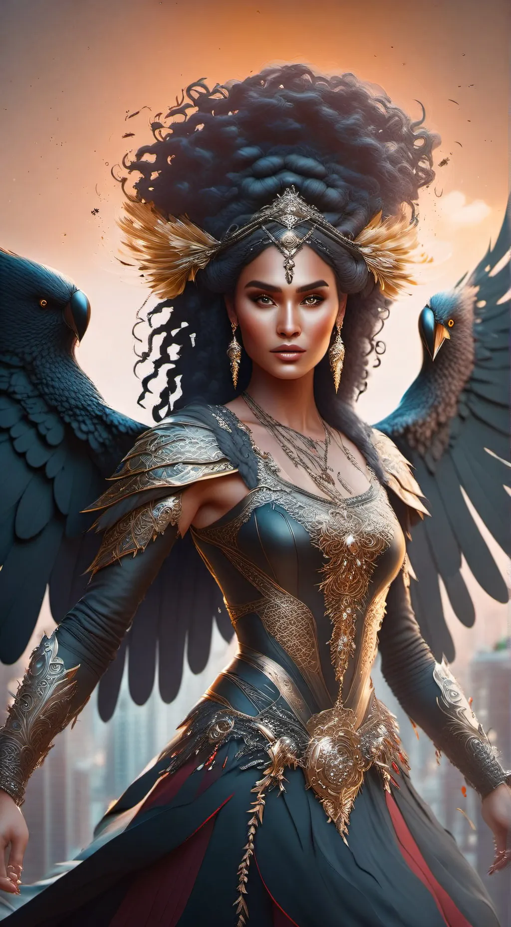 ai character: Raven black wing background