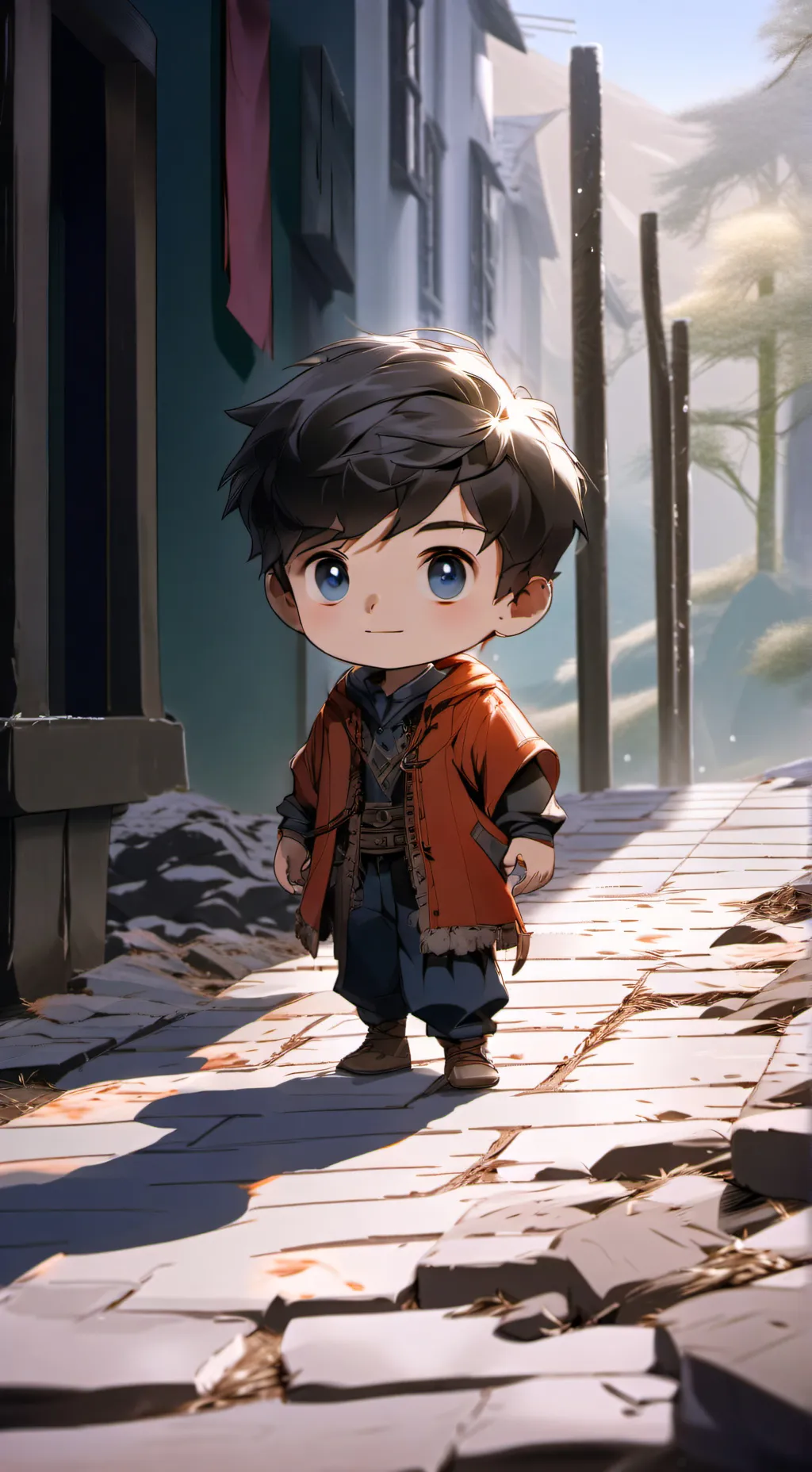 ai character: lil bro Charlie  background