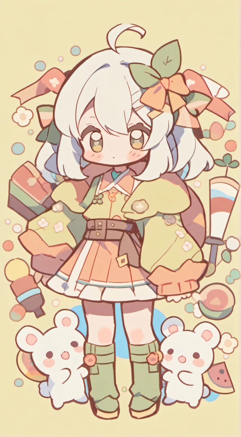 ai character: strawberry pinky background