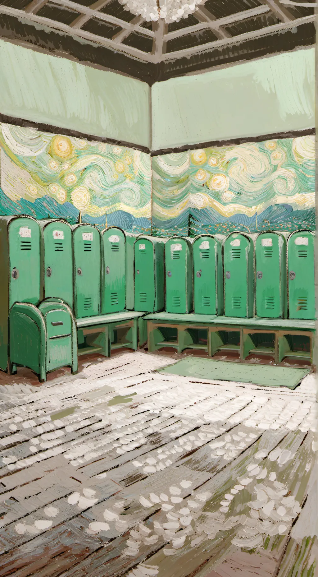 ai character: boys locker room background