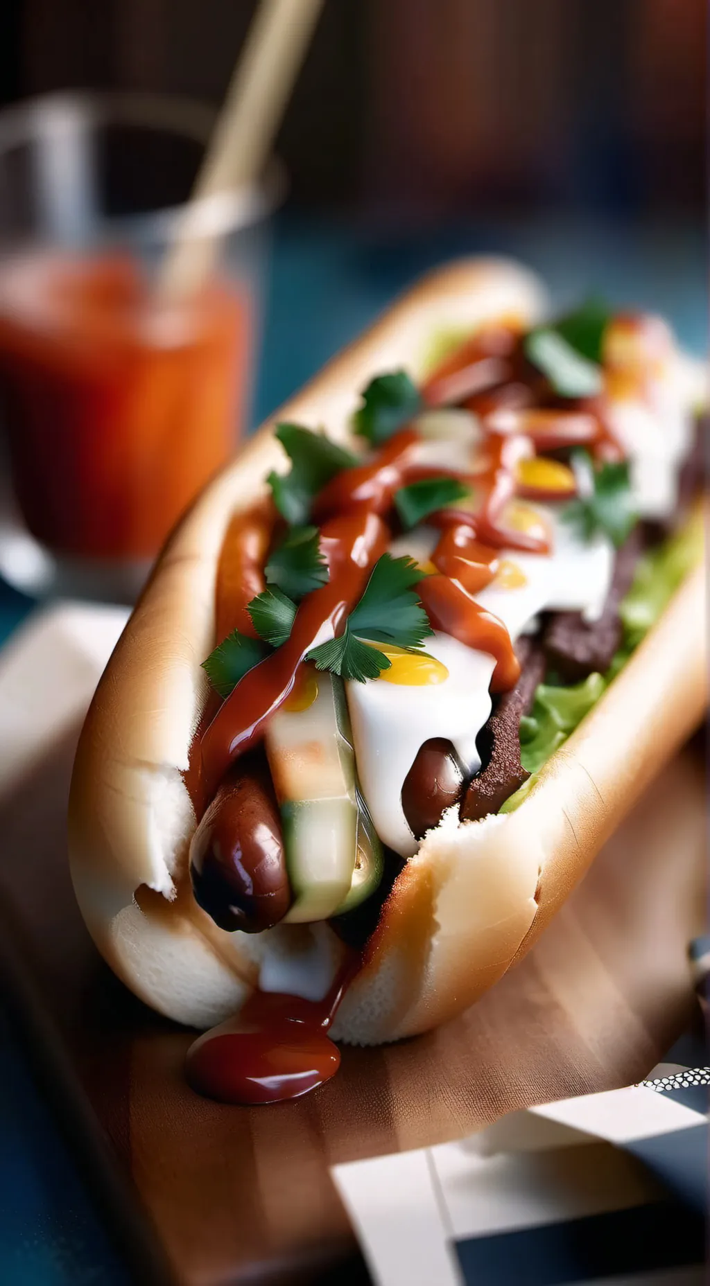 ai character: a literal hotdog background