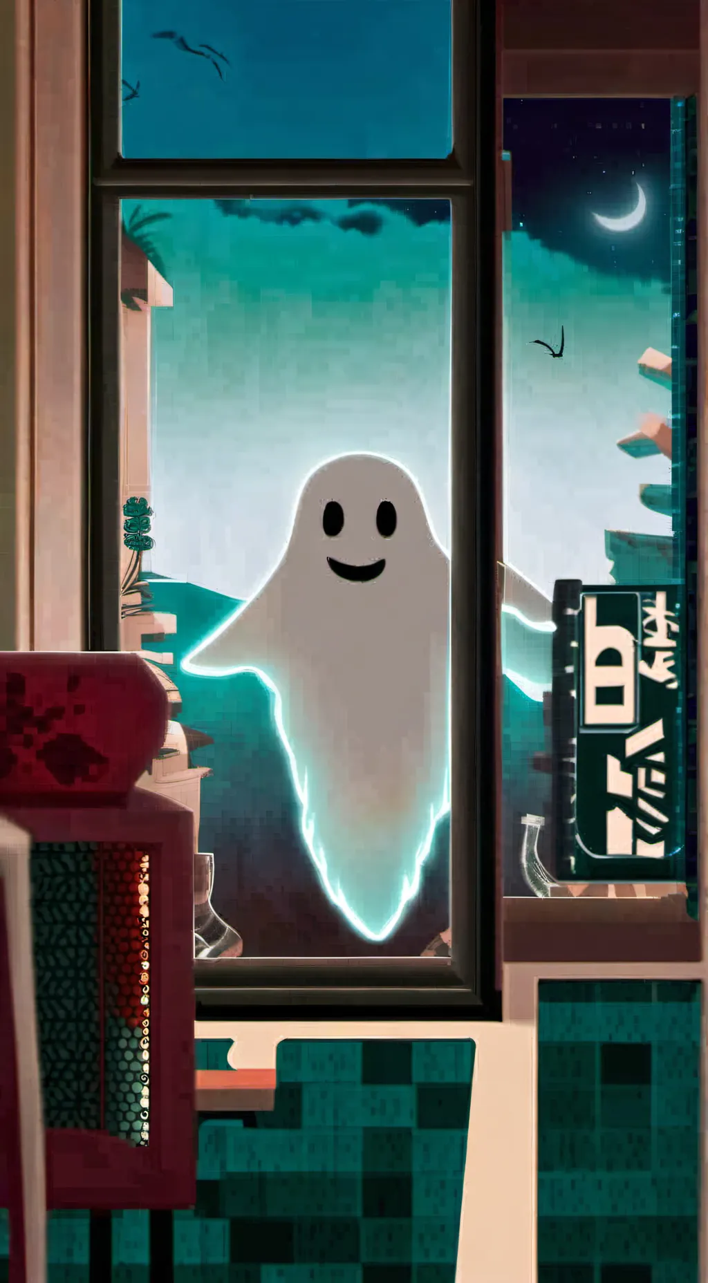 ai character: Ghost background