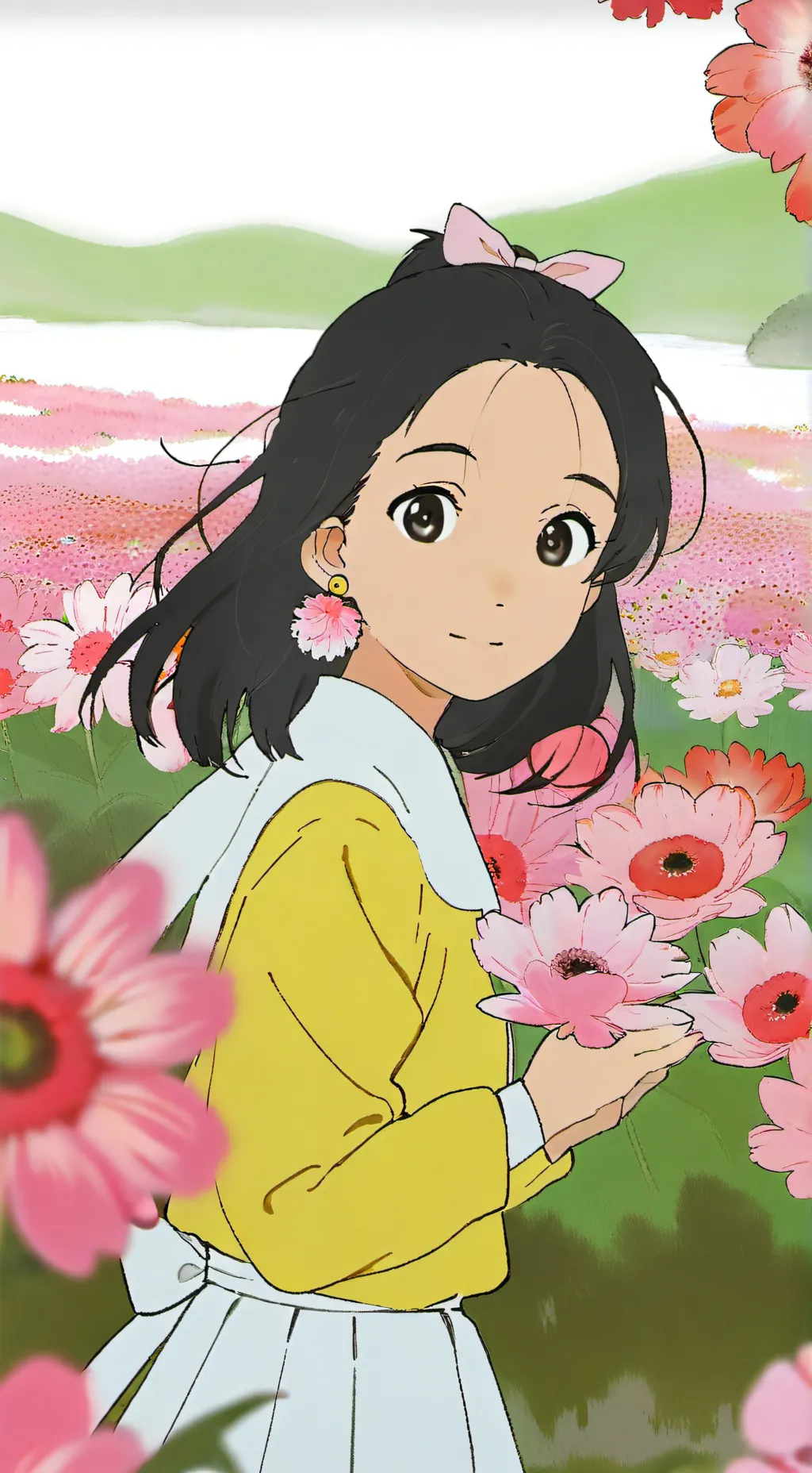 ai character: Flow the flower background