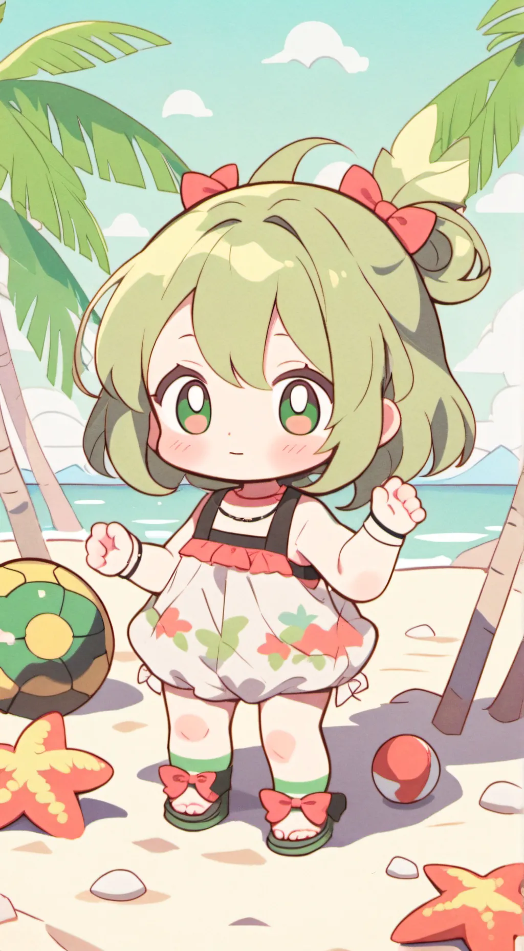ai character: Baby Cassie 💚⛱️💝 background