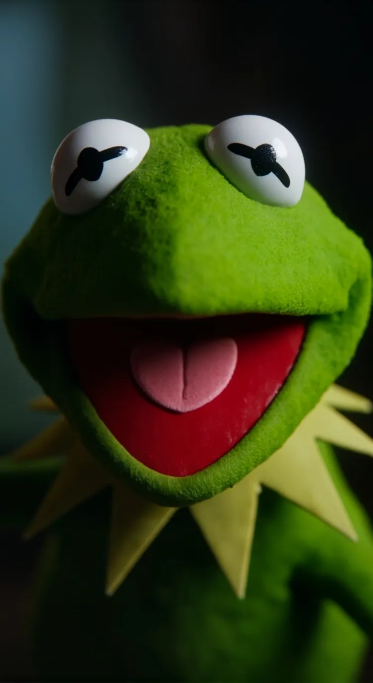 ai character: Kermit the frog. background