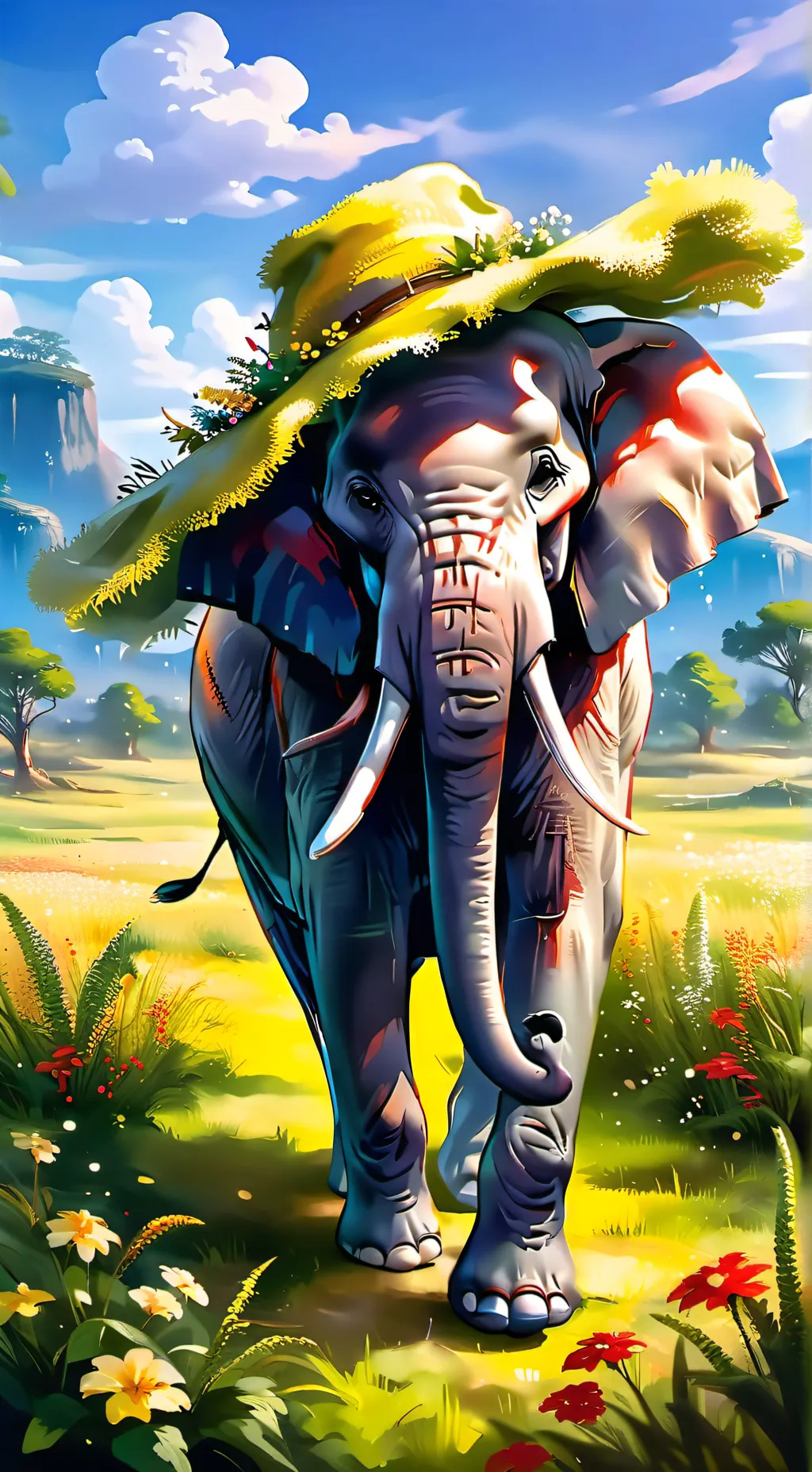 ai character: strawberry elephan background