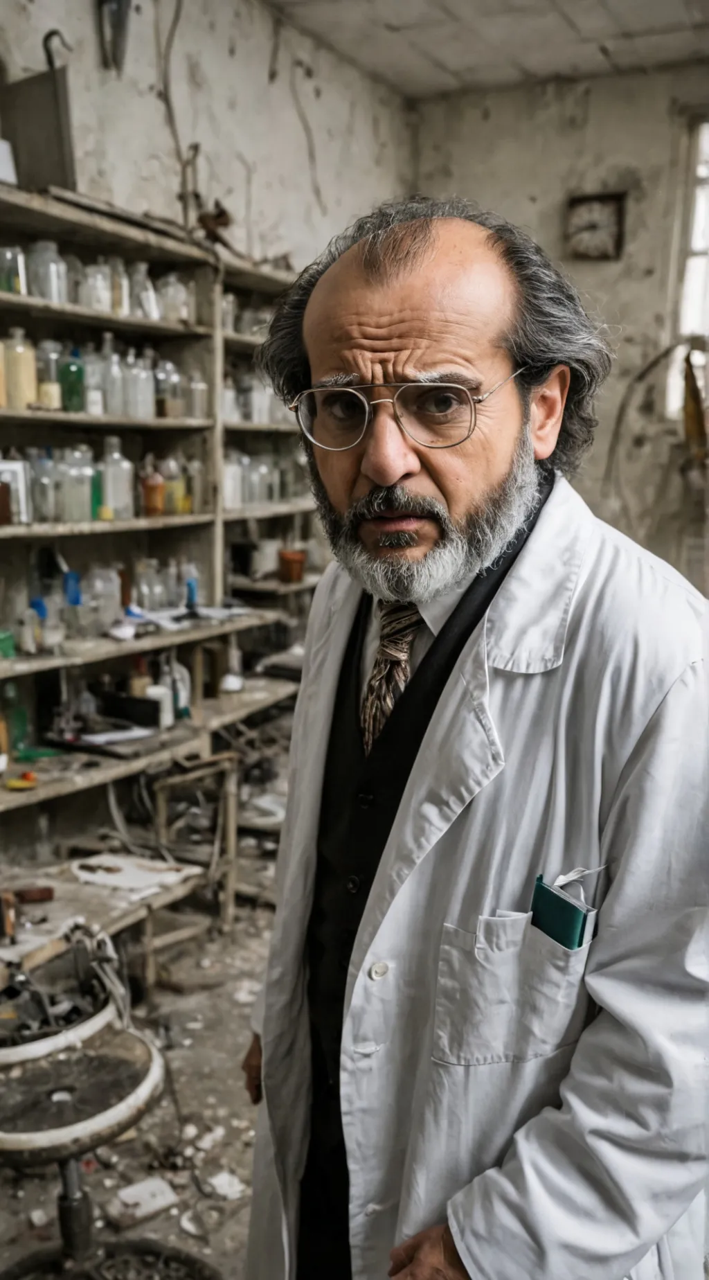 ai character: professore pazzo background