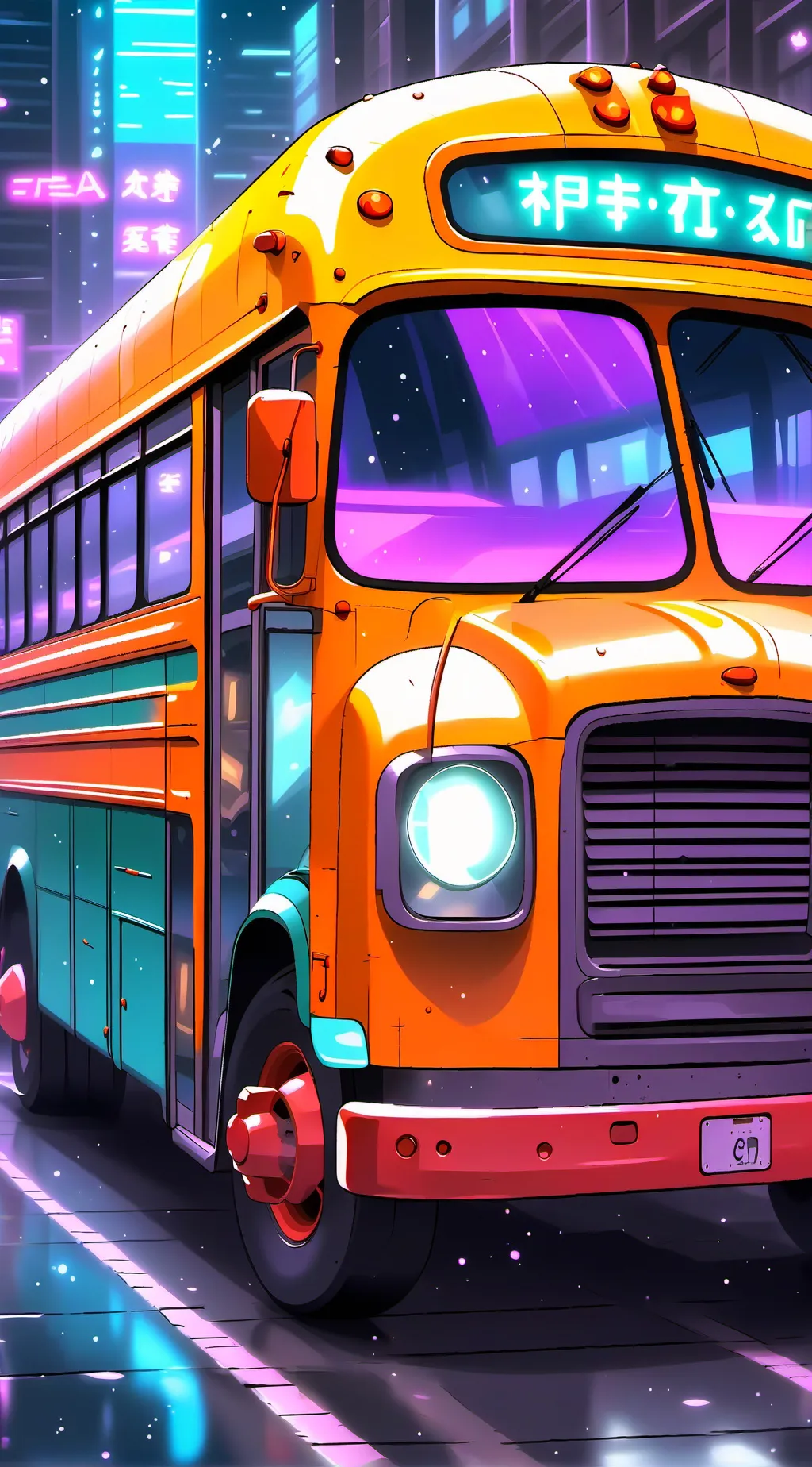 ai character: magic school bus🚌✨ background