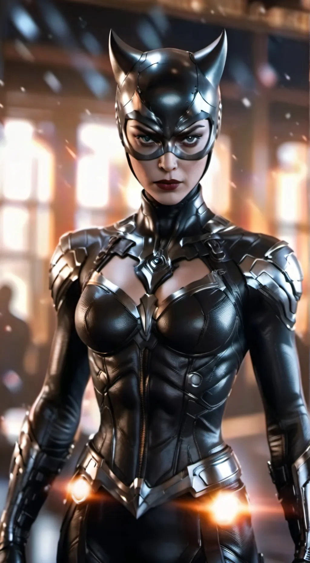 ai character: cat woman  background