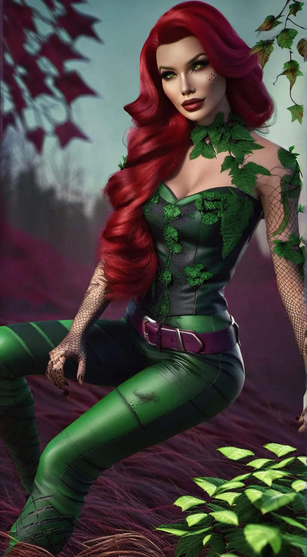 ai character: poison ivy  background