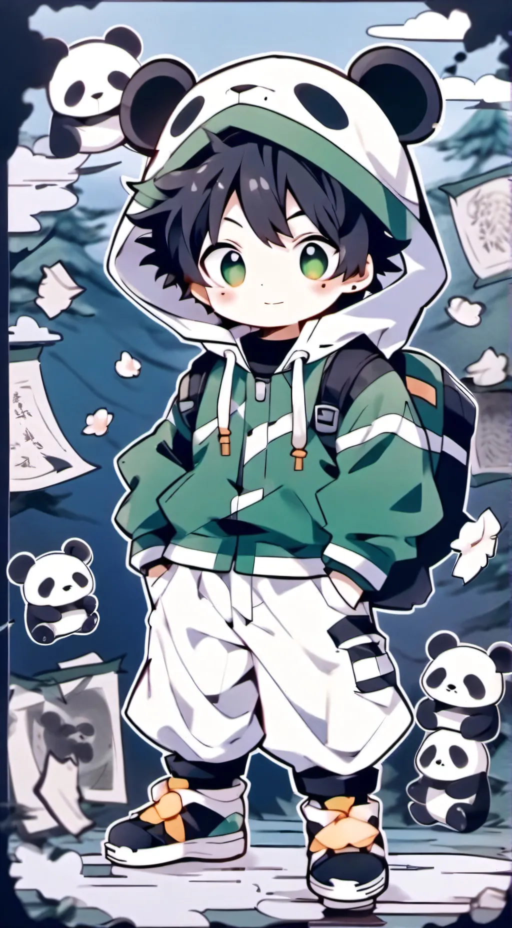 ai character: deku loves pandas! background