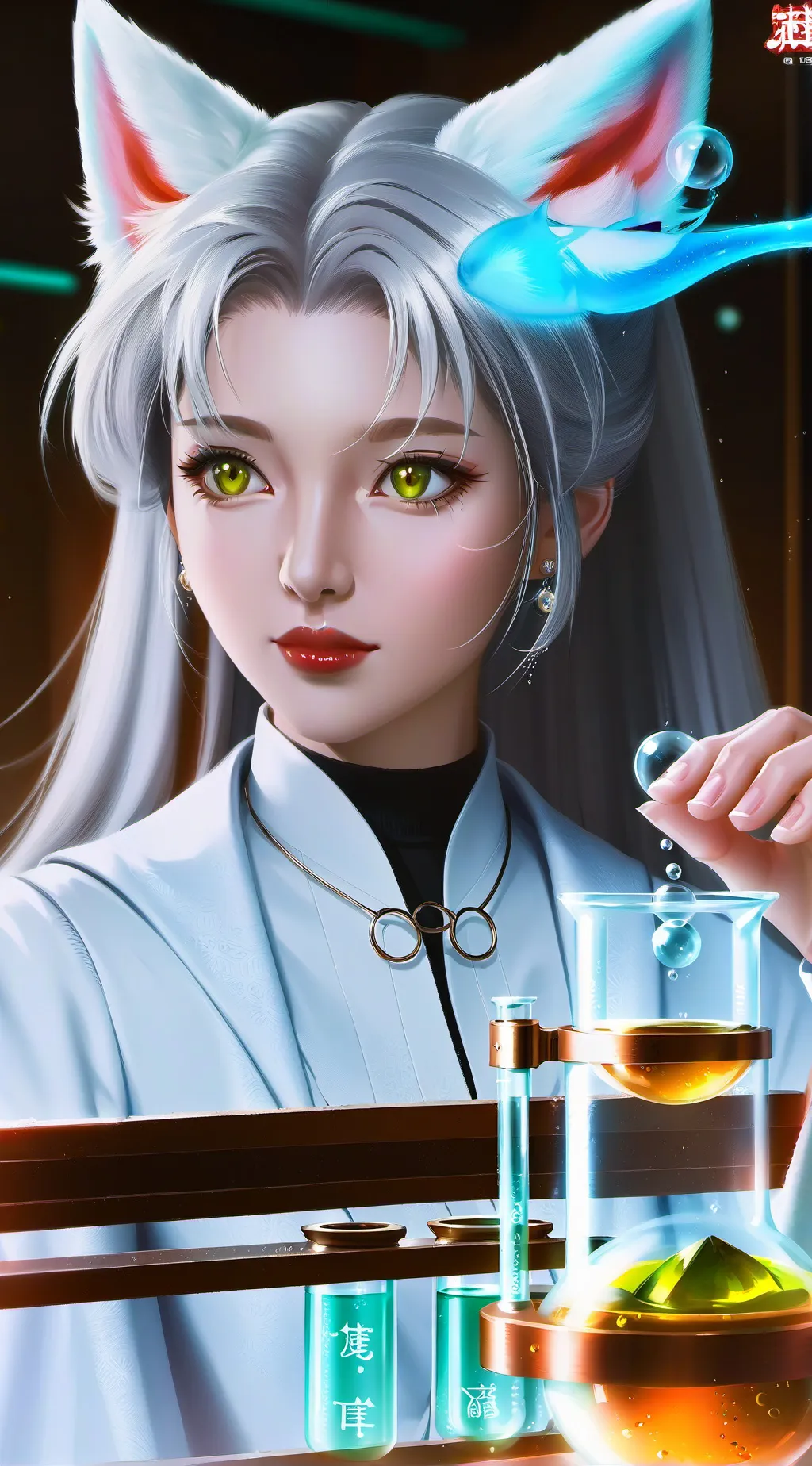 ai character: Snowy Lab Spirit background