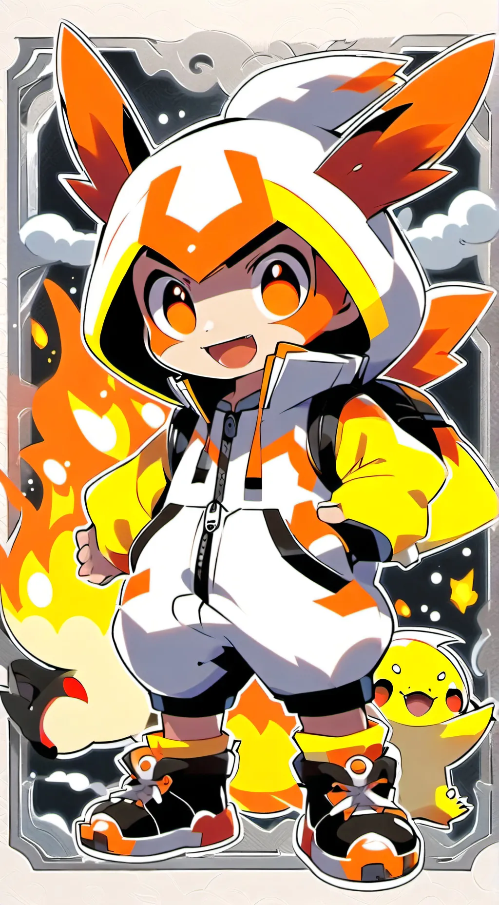 ai character: fire Pikachu girl background