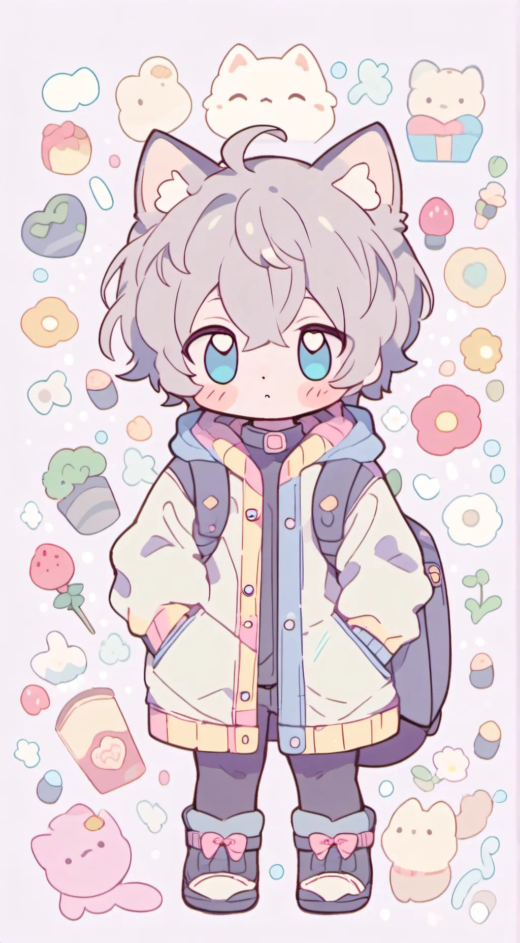 ai character: horror temu gray  background