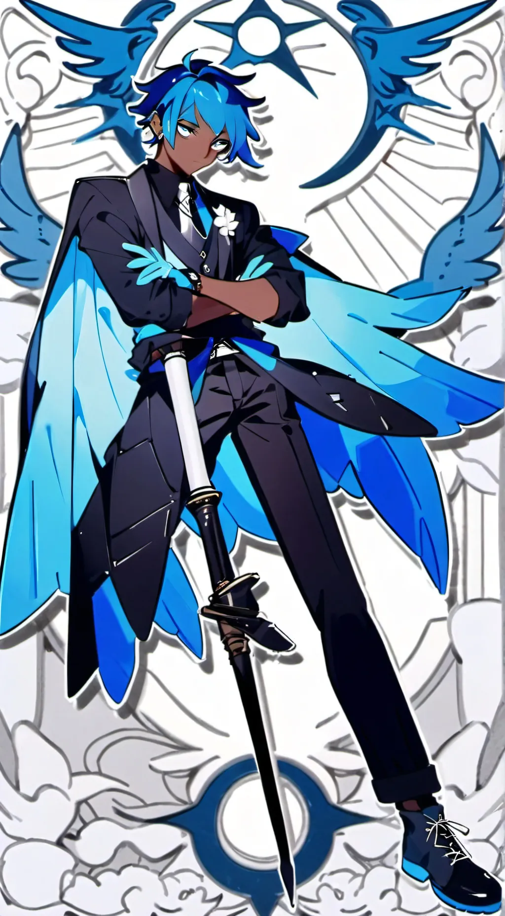 ai character: HH pearly gates  background