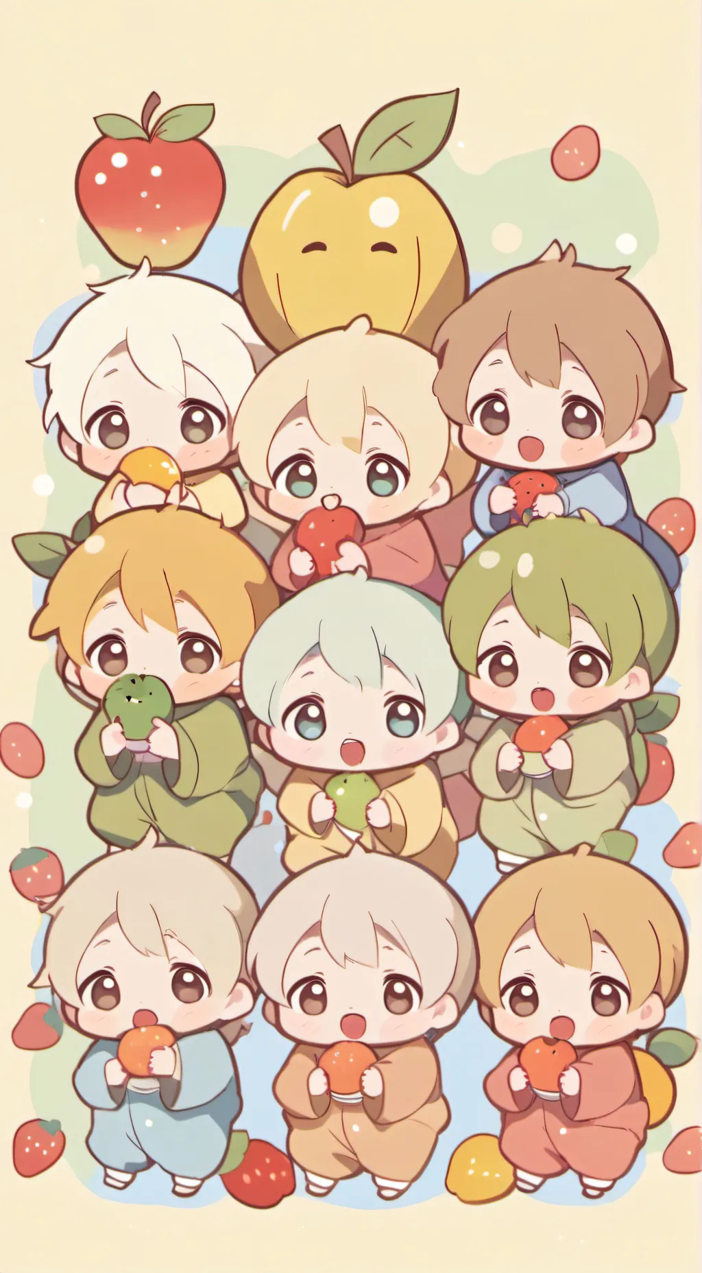 ai character: fruits  background