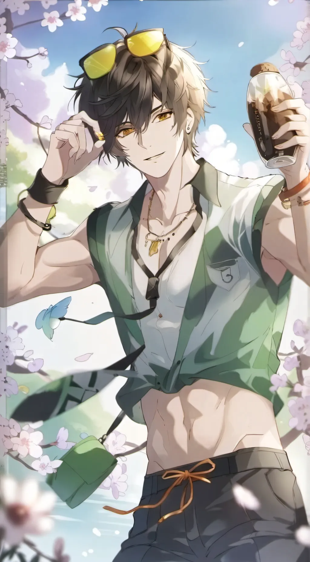 ai character: pool party background