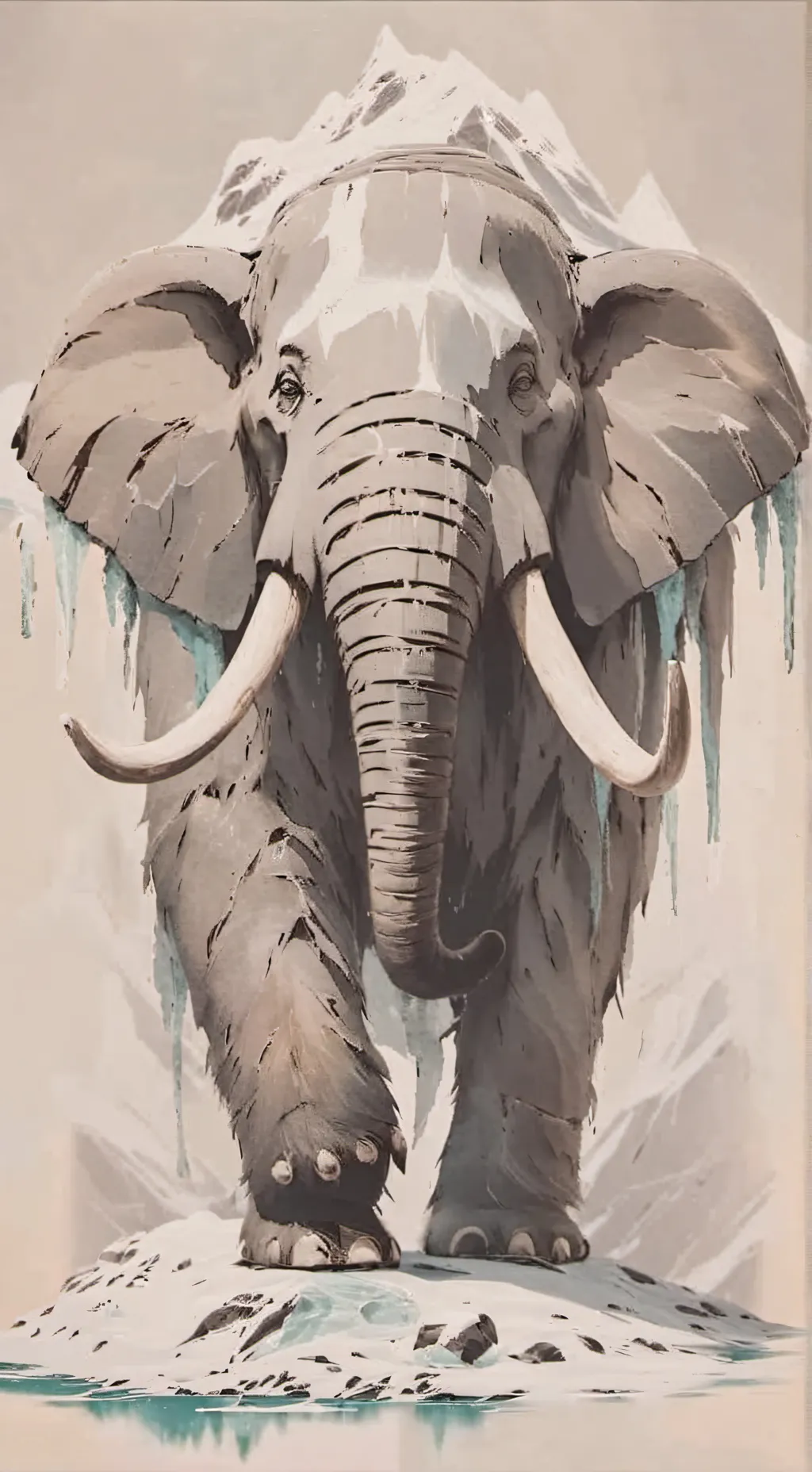ai character: | Frozen in ice | background