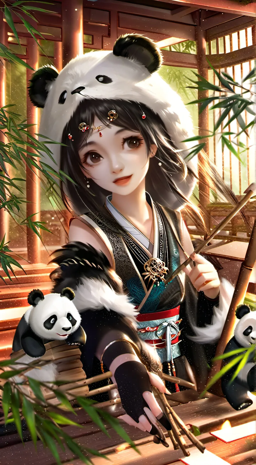 ai character: Lilly the Panda Furry background
