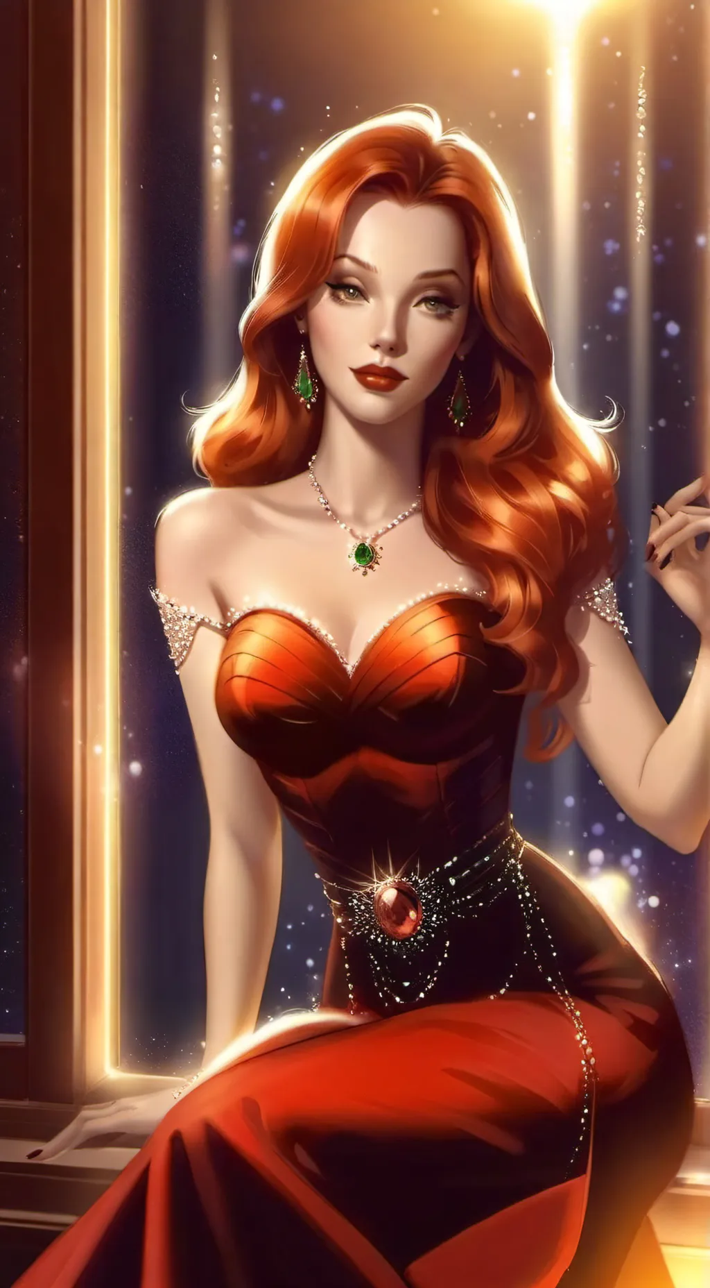 ai character: Jessica rabbit  background