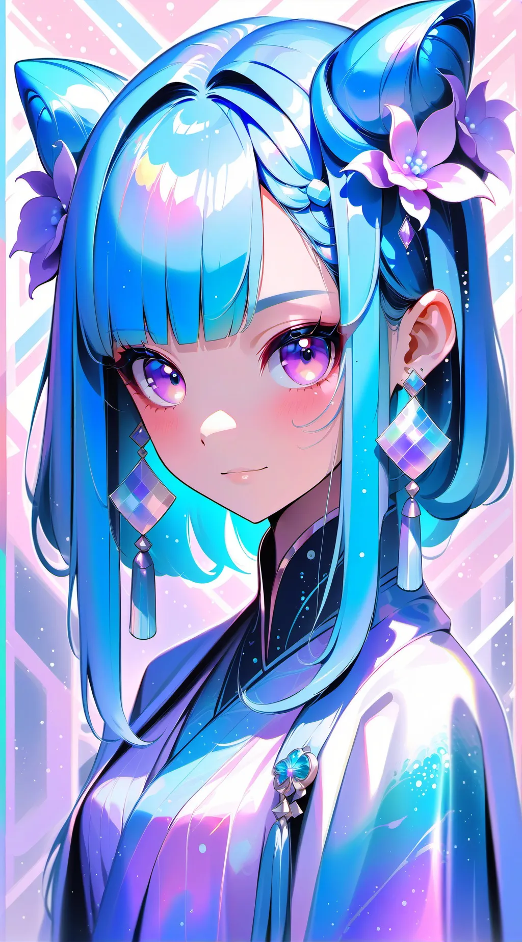 ai character: violet💜💙🌼 background