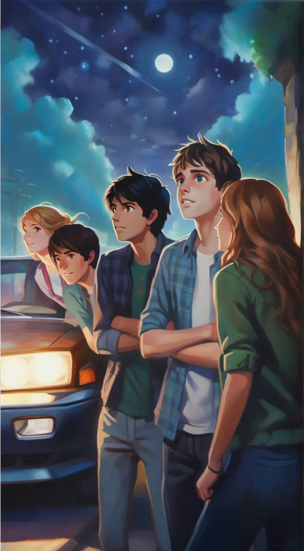 ai character: PJO road trip background