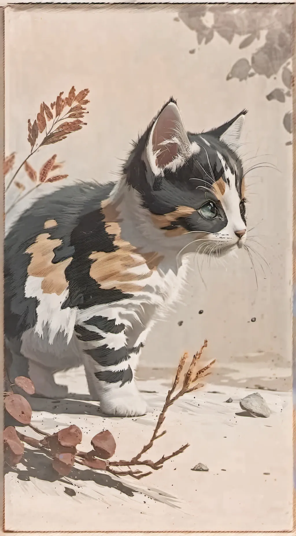 ai character: Calico cat background