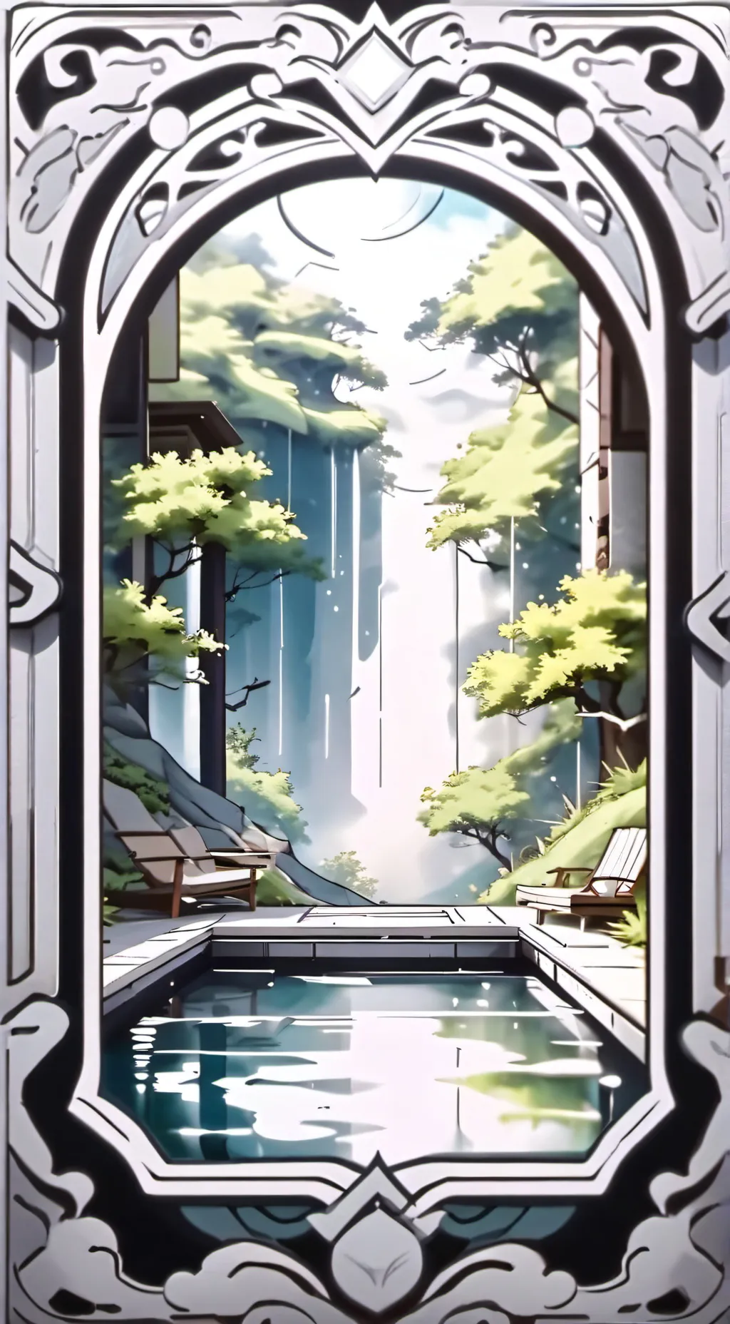 ai character: kny pool party background