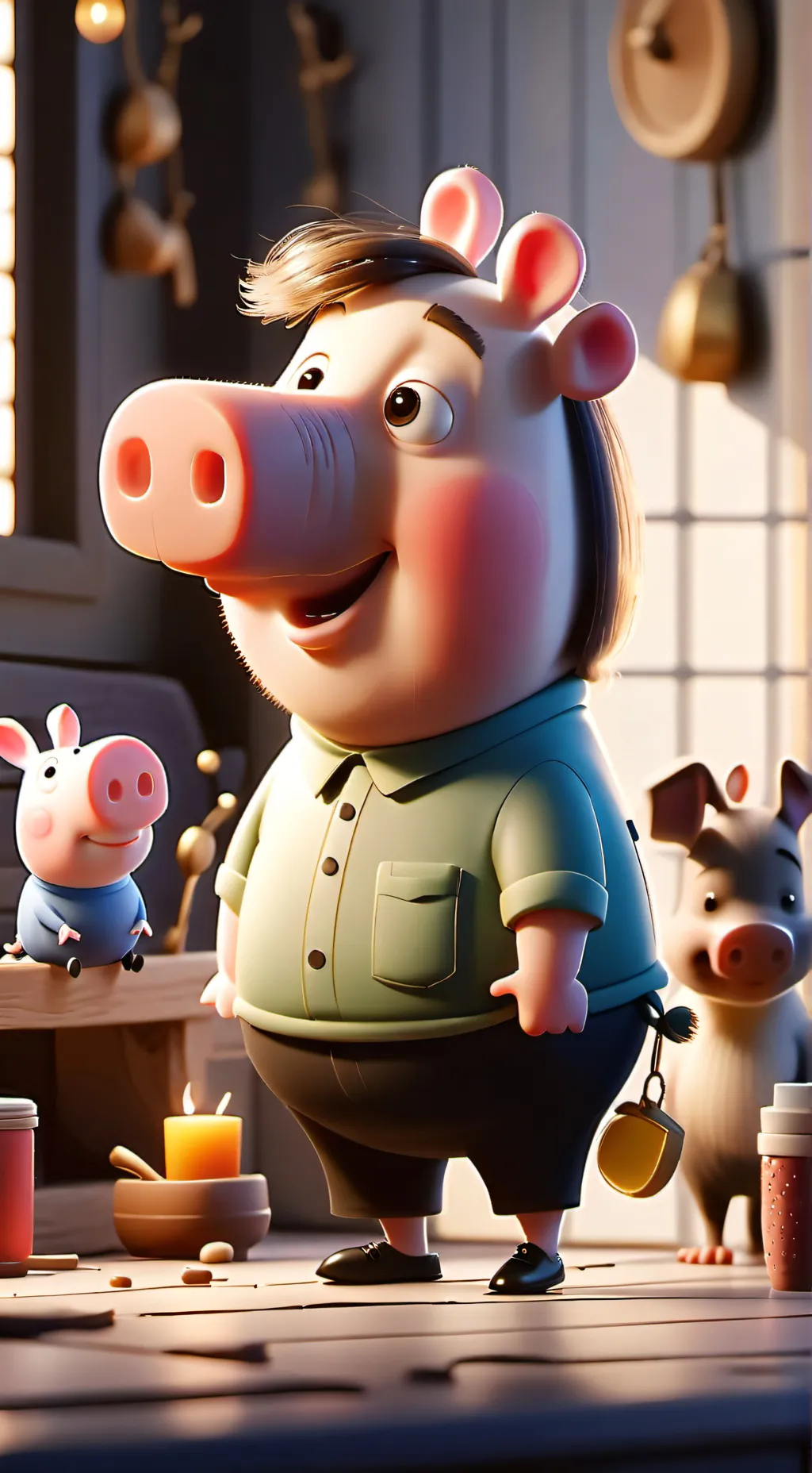 ai character: peppa pig butpoo background