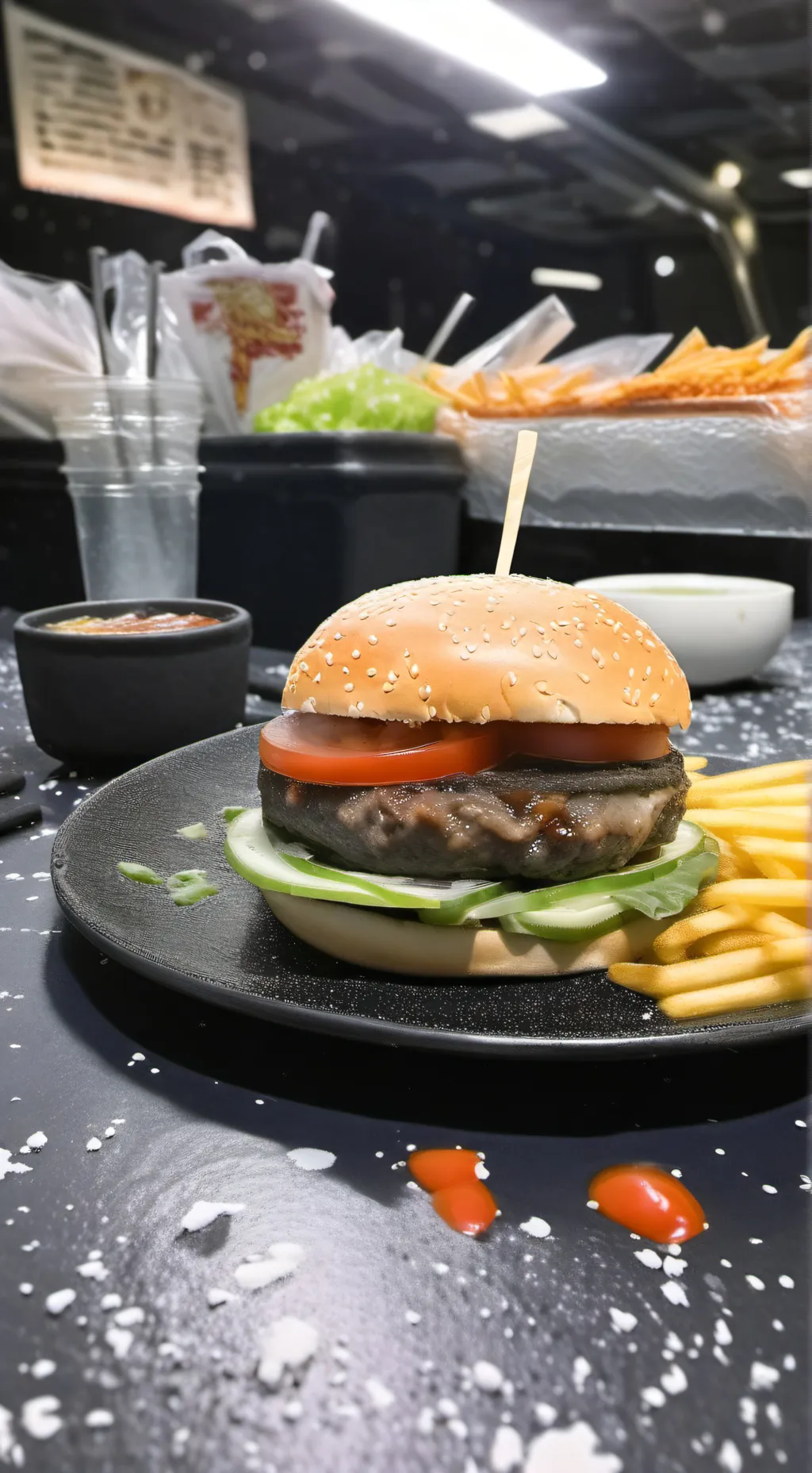 ai character: hamburger  background