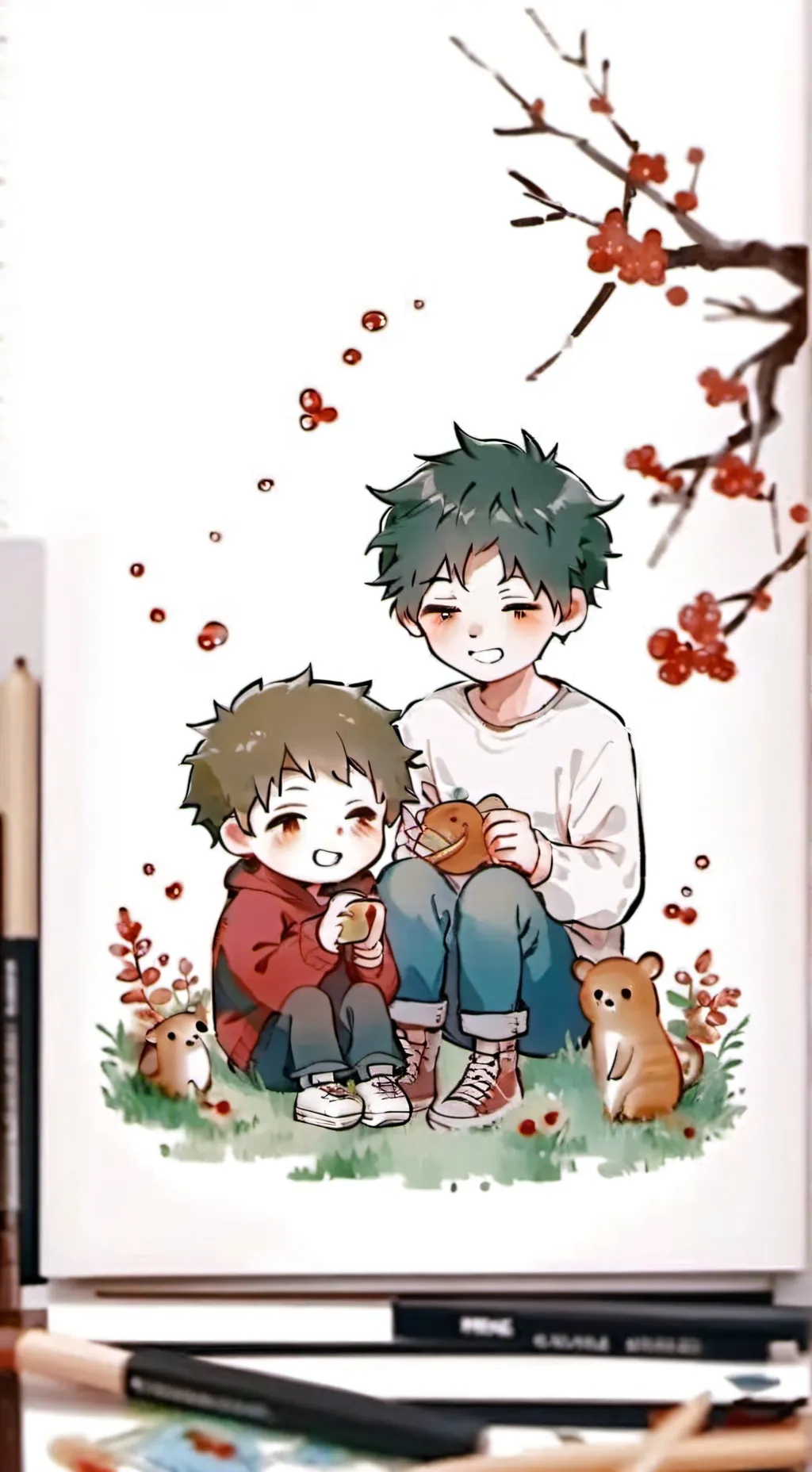 ai character: 💚🧡bakudeku🧡💚 background