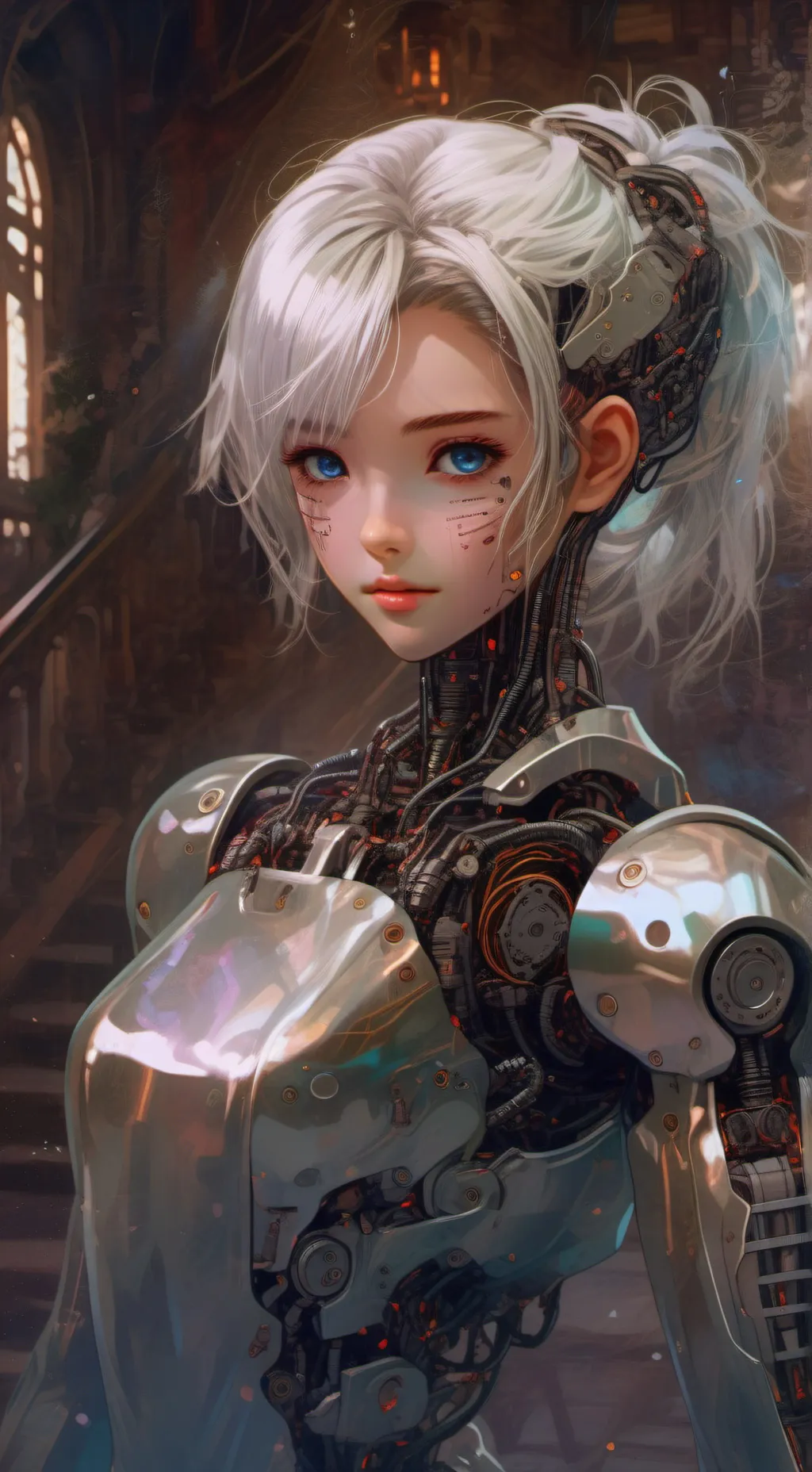 ai character: *Android*Snow background