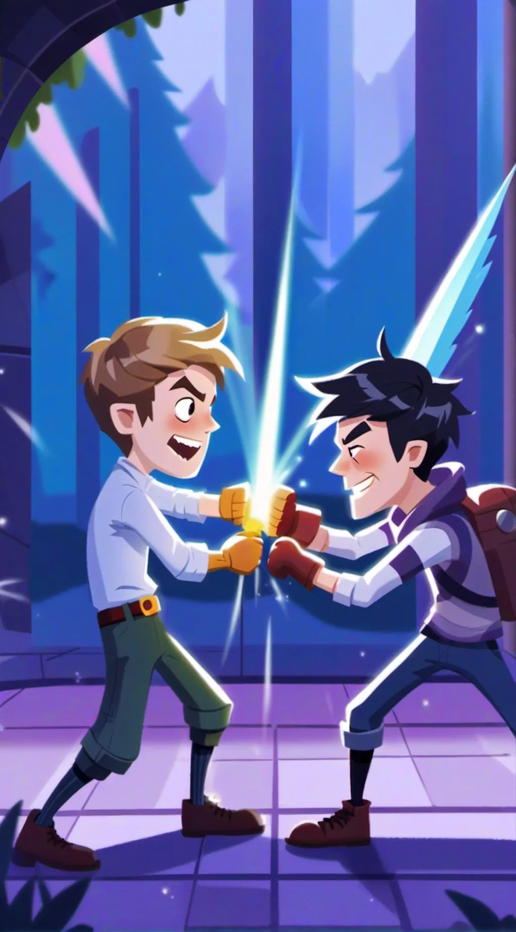 ai character: Dan vs Chris  background