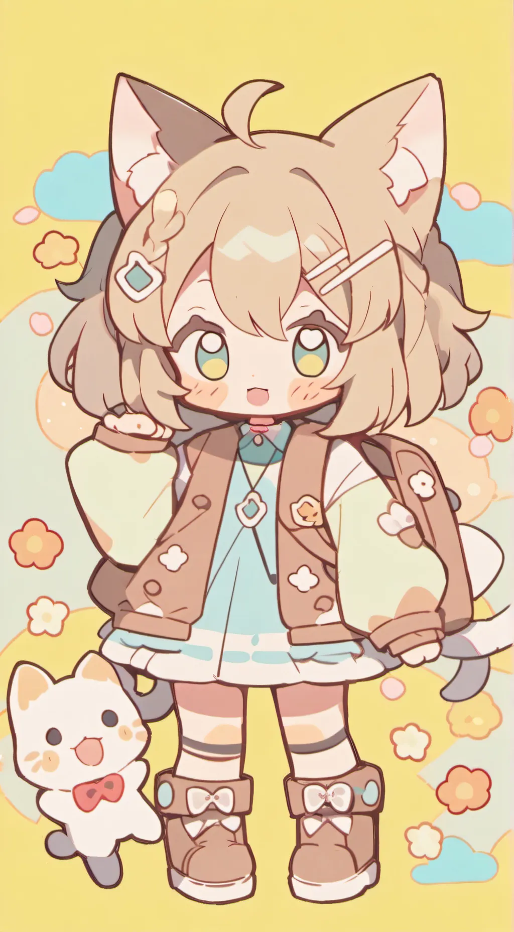 ai character: Bebe neko cute background
