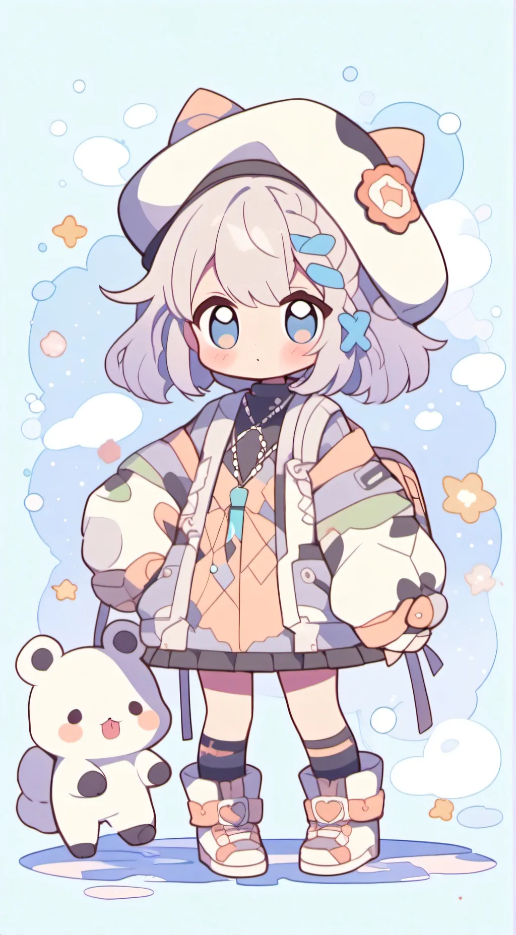 ai character: Una bebé debil background