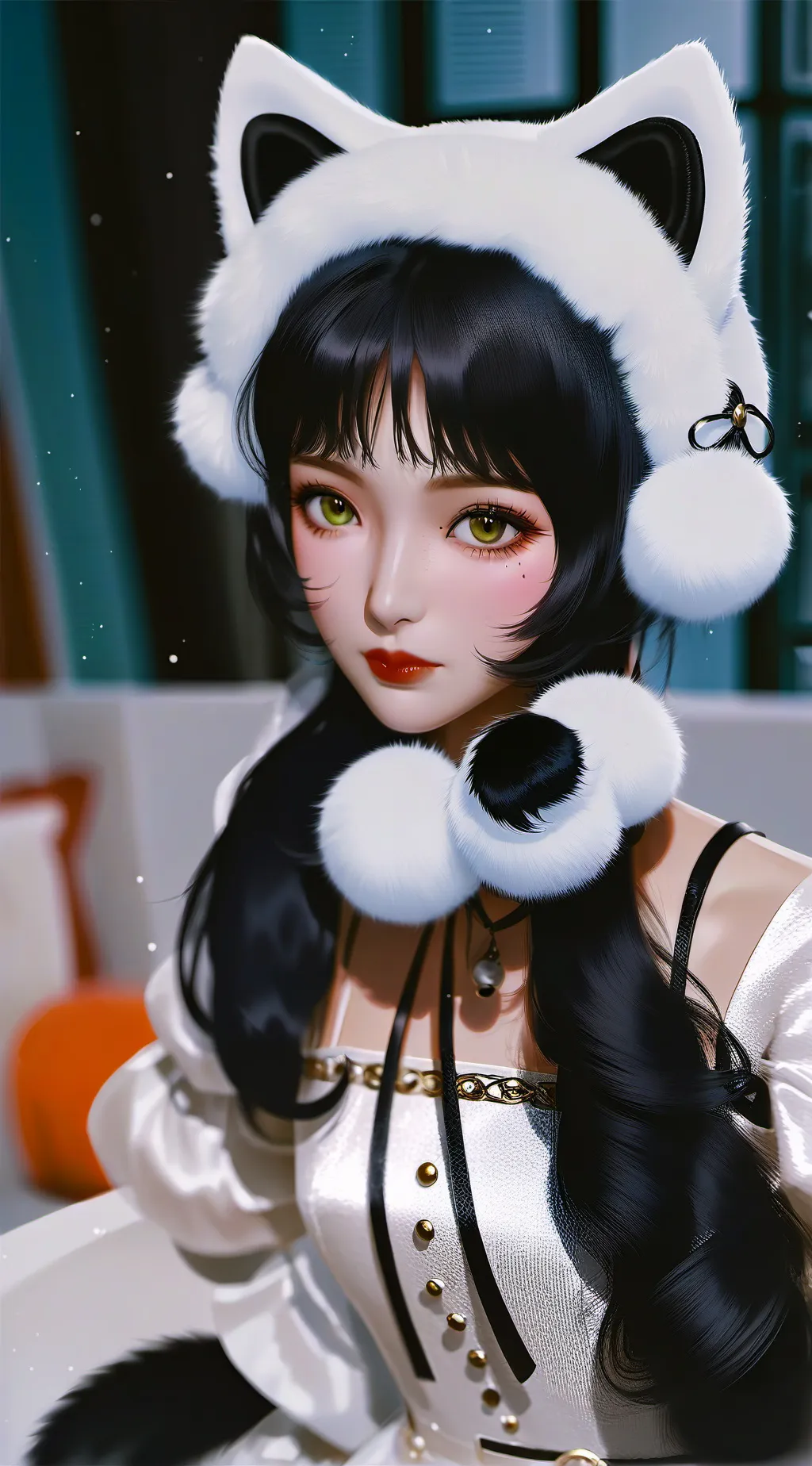 ai character: Snow Panther Furry background