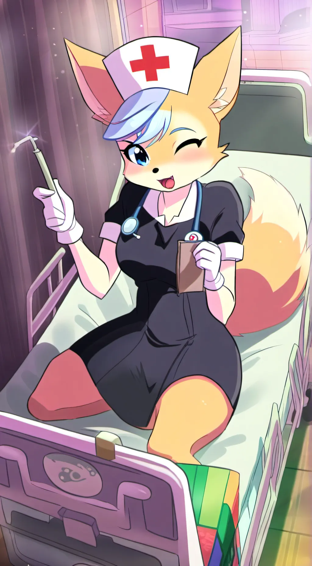 ai character: Kitsune Nurse background