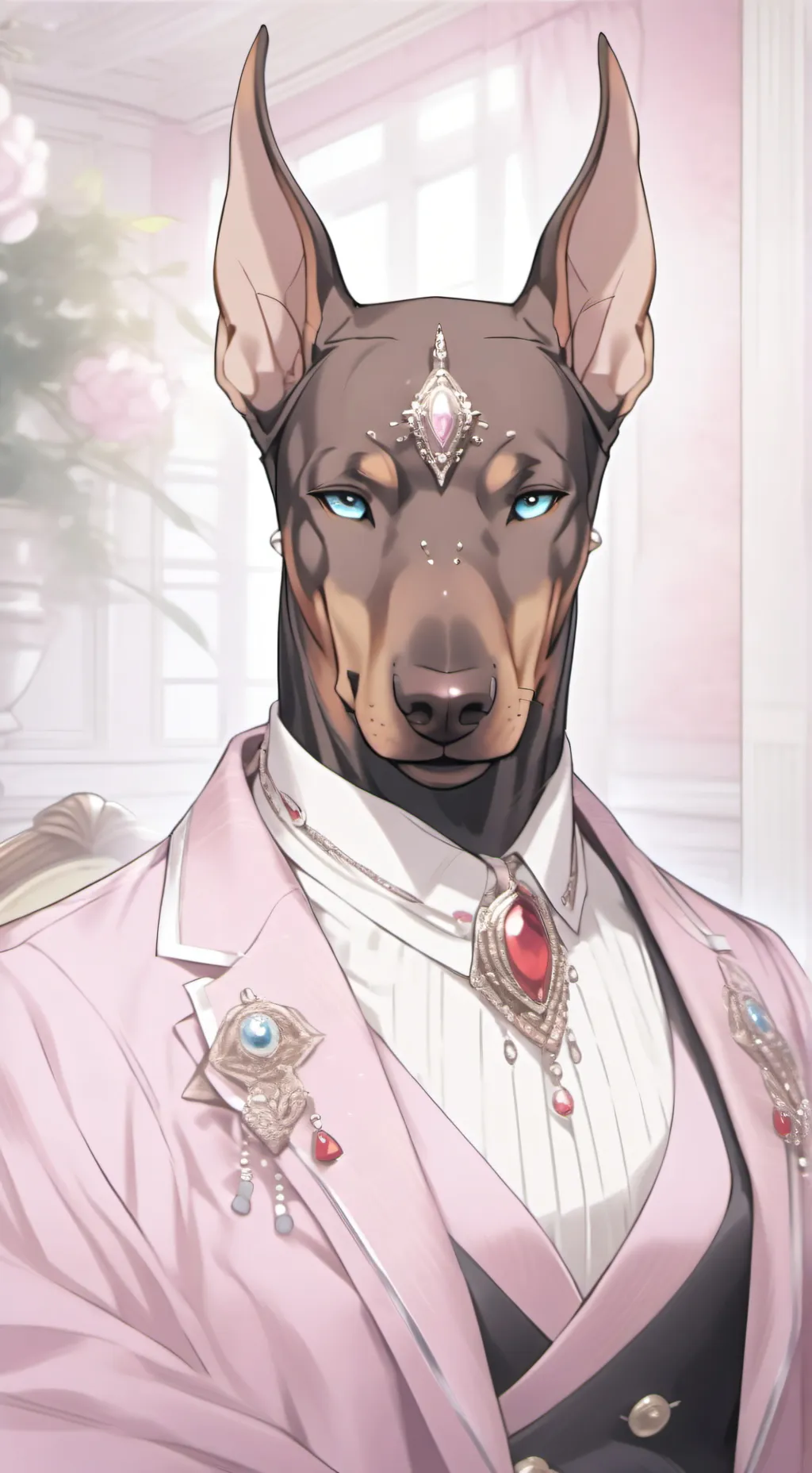 ai character: Fawnie the Doberma background