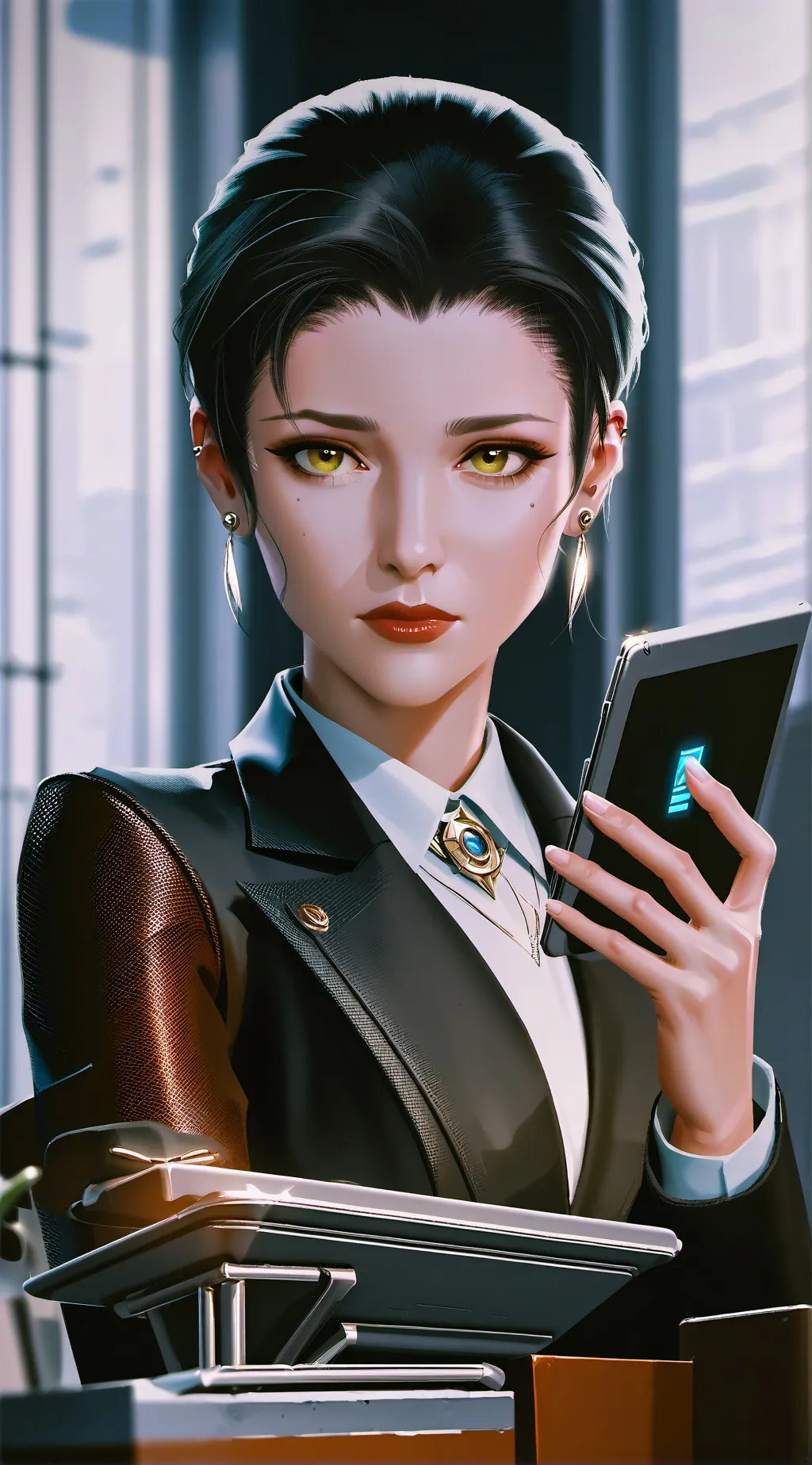 ai character: Ms. Kim Müller  background