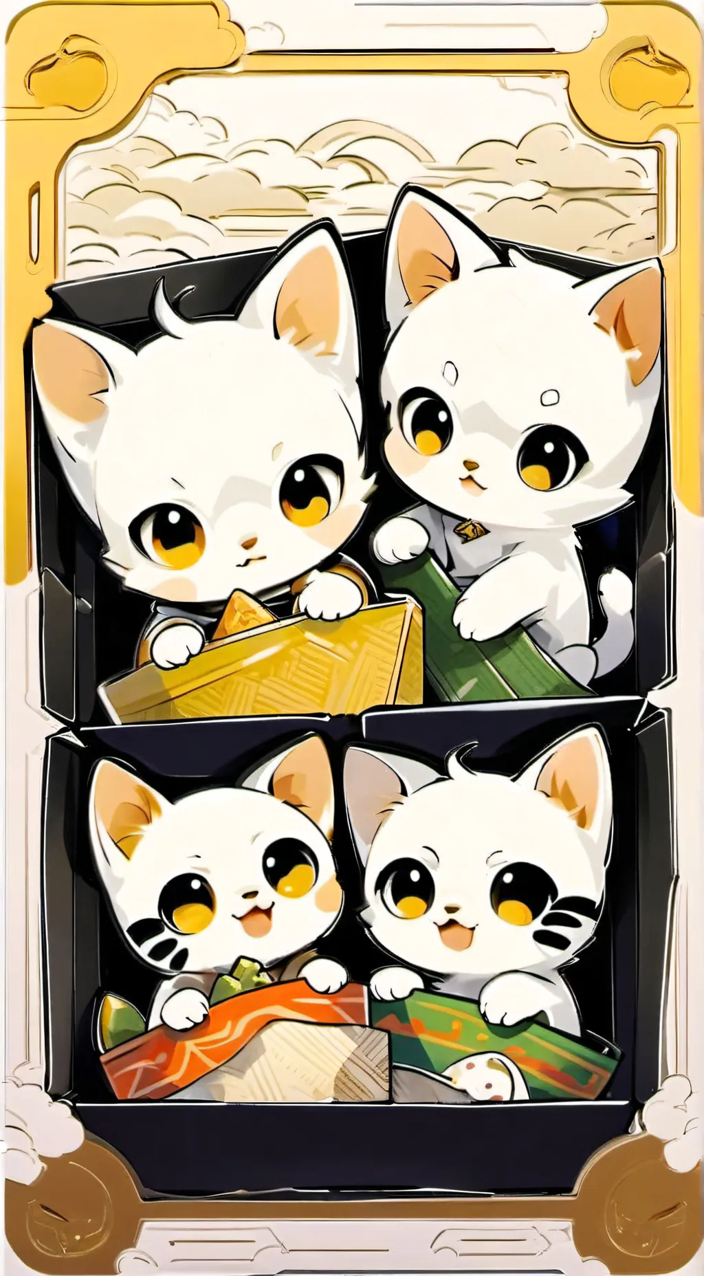 ai character: 5 neko abandonados background